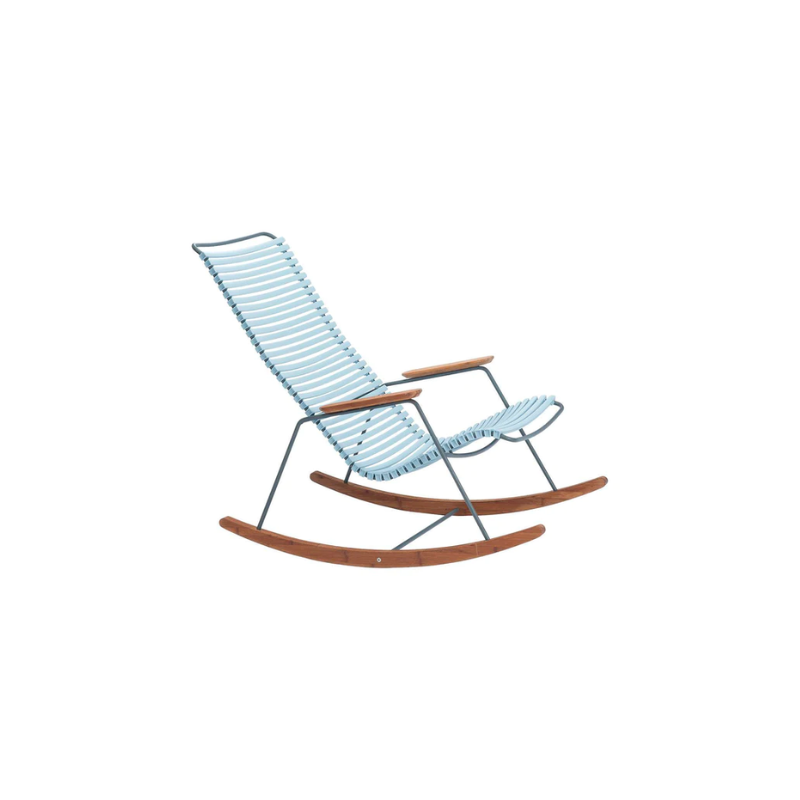 The dusty blue Click Outdoor Rocking Chair by Houe.