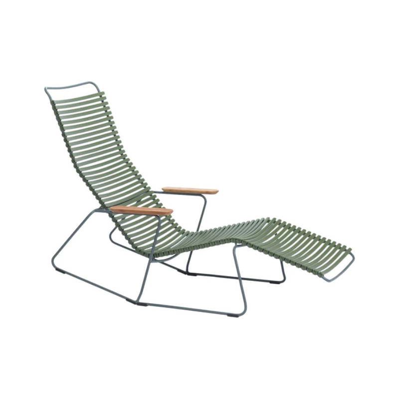 The olive green Click Outdoor Sunrocker by Houe.