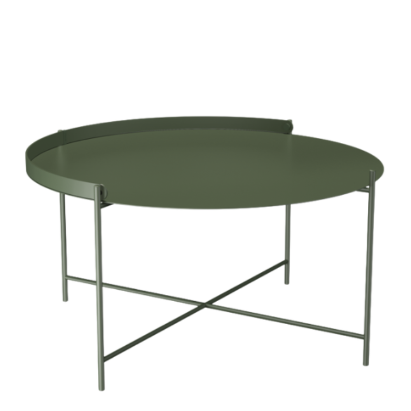The large olive green Edge Outdoor Tray Coffee Table by Houe.