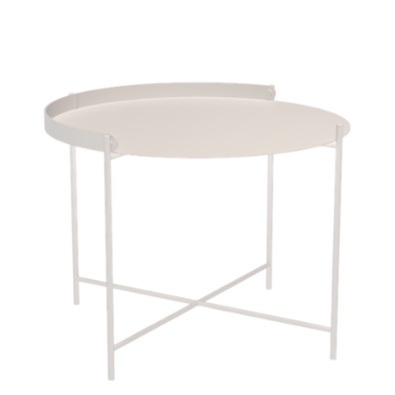 The medium muted white Edge Outdoor Tray Coffee Table by Houe.