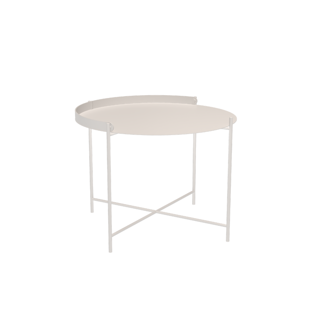 The medium muted white Edge Outdoor Tray Coffee Table by Houe.