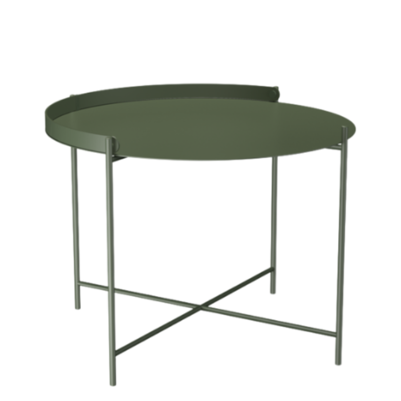 The medium olive green Edge Outdoor Tray Coffee Table by Houe.