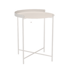 The small muted white Edge Outdoor Tray Coffee Table by Houe.
