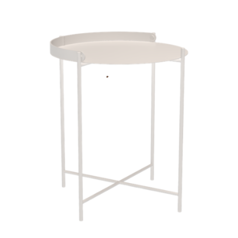 The small muted white Edge Outdoor Tray Coffee Table by Houe.