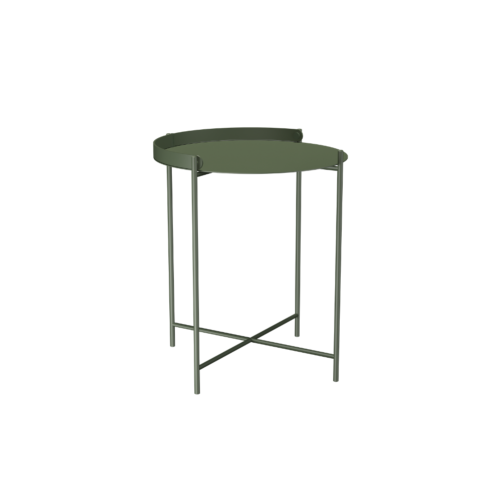 The small Olive Green Edge Outdoor Tray Side Table by Houe.