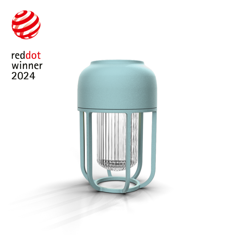 The ice blue Light No. 1 Portable Lamp by Houe.