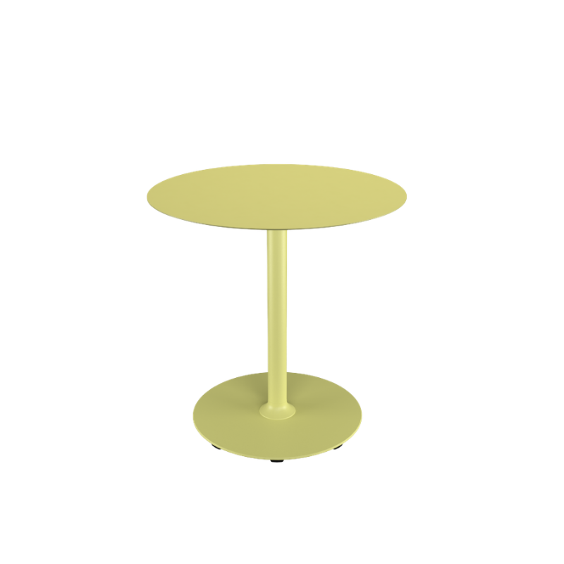 The large lemon zest Pico Round Cafe Table Round Base by Houe.