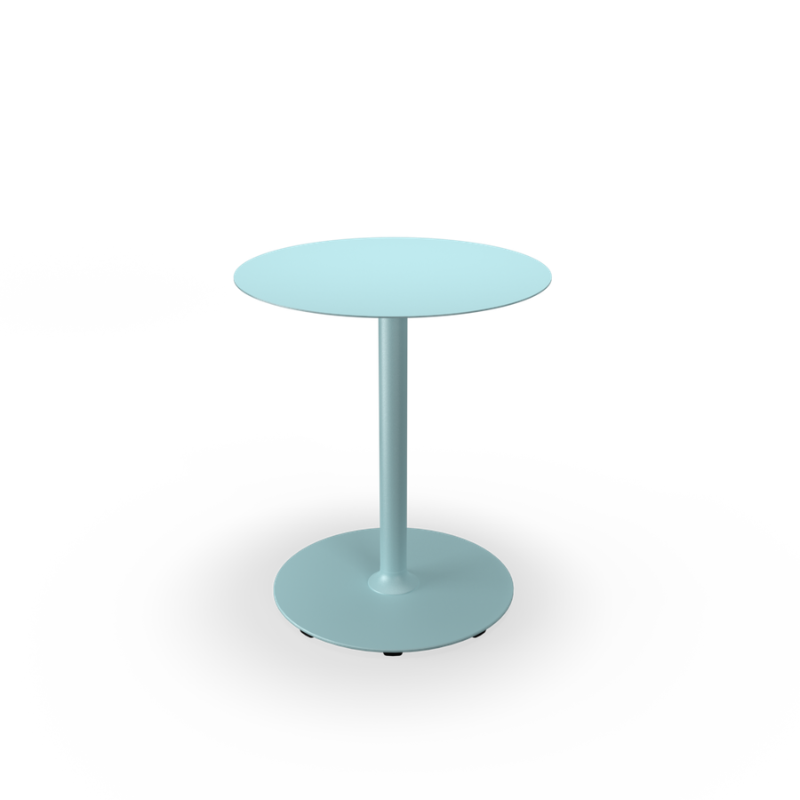 The small ice blue Pico Round Cafe Table Round Base by Houe.