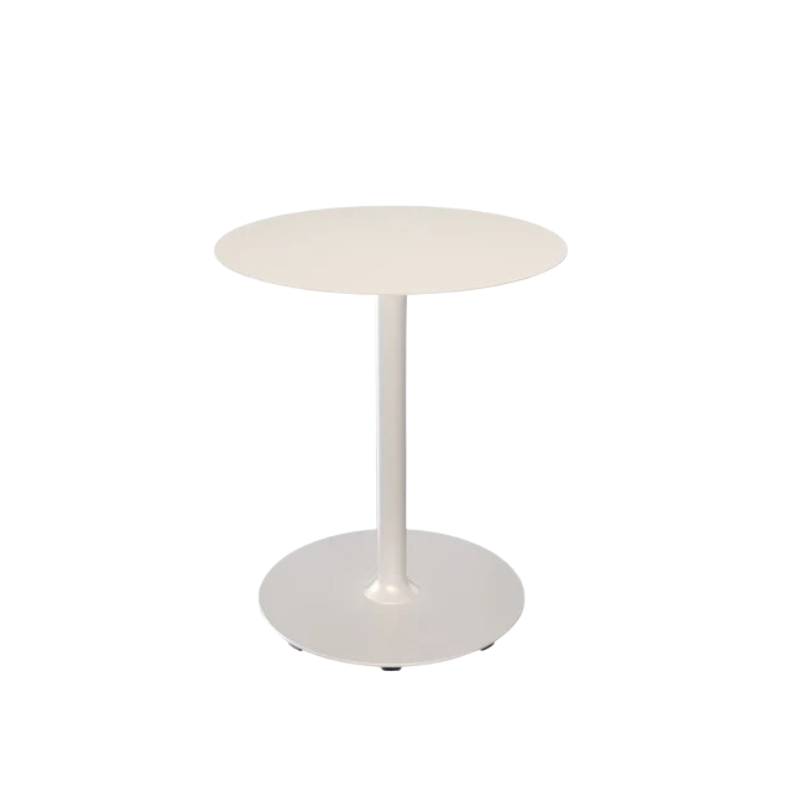 The small muted white Pico Round Cafe Table with a Round Base by Houe.