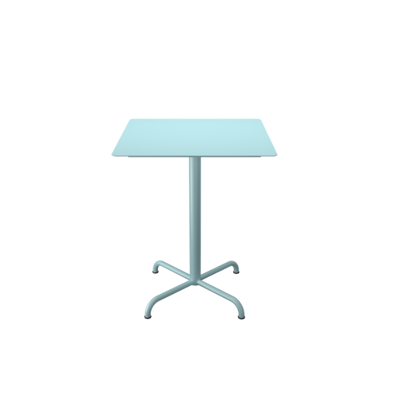 The small ice blue Pico Outdoor Square Café Table with a 4-Star Base by Houe.