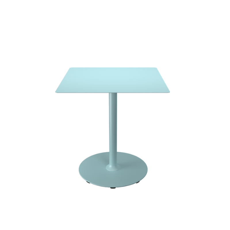 The large ice blue Pico Square Cafe Table Round Base by Houe.