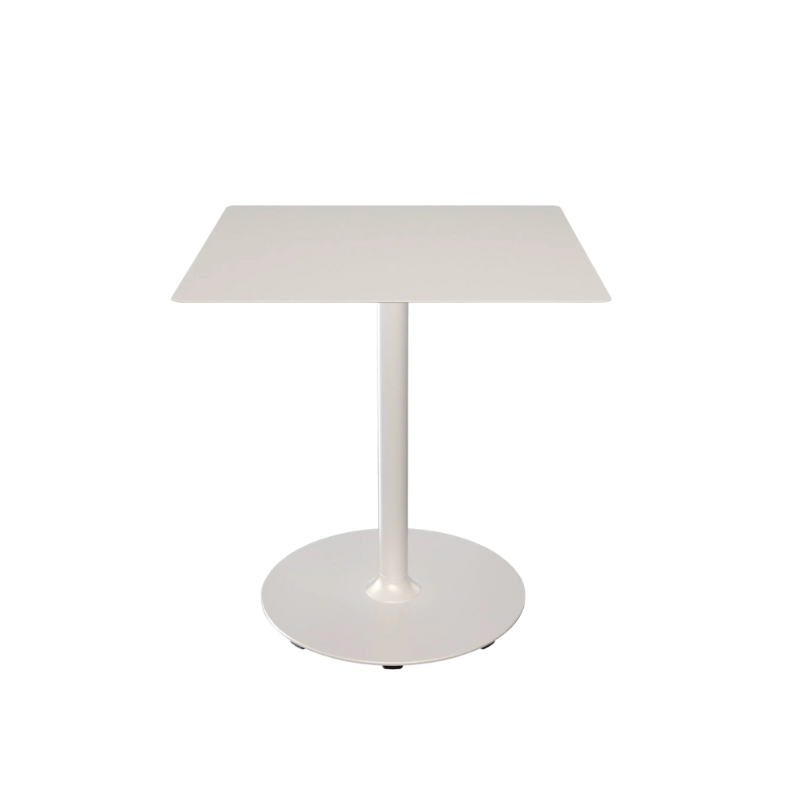 The large muted white Pico Square Cafe Table Round Base by Houe.