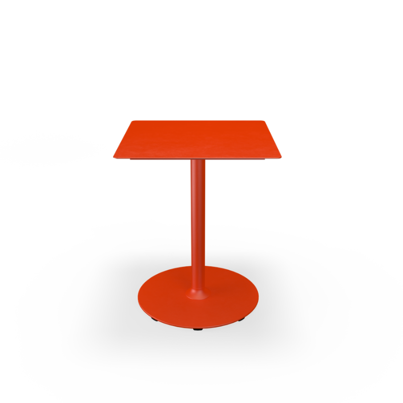 The small cayenne Pico Square Cafe Table with Round Base by Houe.