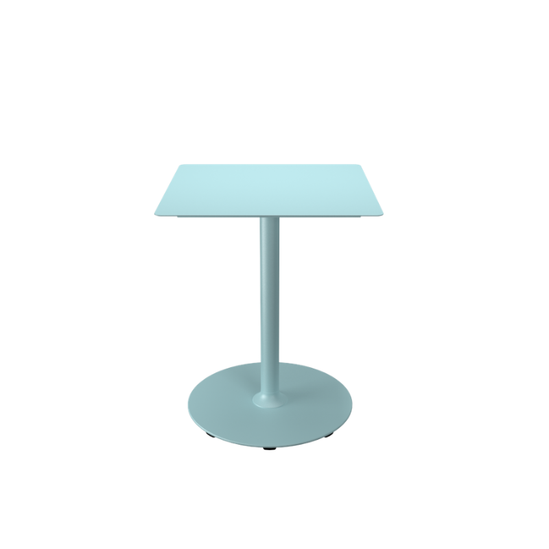The small ice blue Pico Square Cafe Table Round Base by Houe.