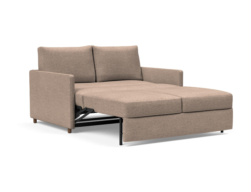 Innovation Living Neah Full size sofa bed with thin arms with bed pulled out