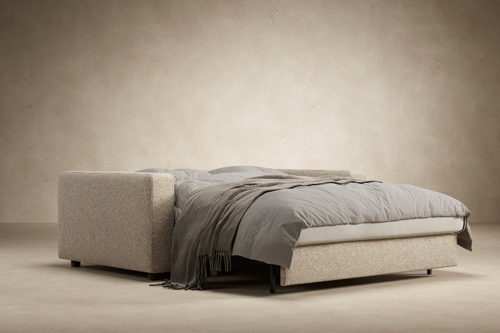 Innovation Living Neah Full Size Sofa Bed with standard arms in Halifax Antique 366 upholstery with bed pulled out. all-groups