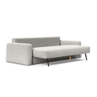 The Cone Sleeper Sofa from Innovation Living with adario fog 256 upholstery seat pulled out of the couch.