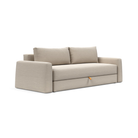 The Cone Sleeper Sofa from Innovation Living with blida sand grey 612 upholstery setup as a sofa.
