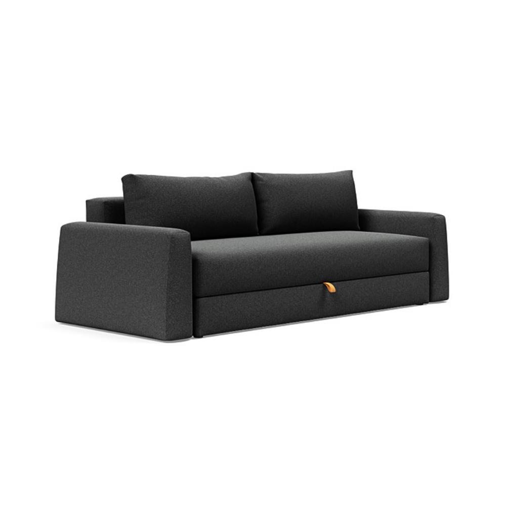 The Cone Sleeper Sofa from Innovation Living with boucle charcoal 529 upholstery setup as a sofa.