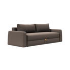 The Cone Sleeper Sofa from Innovation Living with boucle taupe 530 upholstery setup as a sofa.
