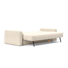 The Cone Sleeper Sofa from Innovation Living with halifax shell 365 upholstery setup as a bed.