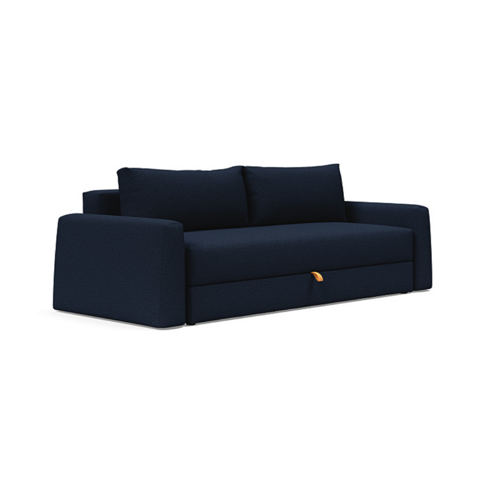 The Cone Sleeper Sofa from Innovation Living with mixed dance blue 528 upholstery setup as a sofa.