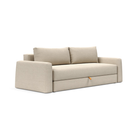 The Cone Sleeper Sofa from Innovation Living with phobos latte 586 upholstery setup as a sofa.