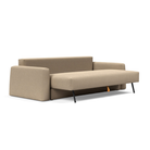 The Cone Sleeper Sofa from Innovation Living with phobos latte 586 upholstery seat pulled out of the couch.