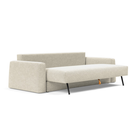 The Cone Sleeper Sofa from Innovation Living with taura off white 357 upholstery seat pulled out of the couch.