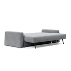 The Cone Sleeper Sofa from Innovation Living with twist granite 565 upholstery setup as a bed.