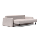 The Cone Sleeper Sofa from Innovation Living with weda sand 300 upholstery seat pulled out of the couch.