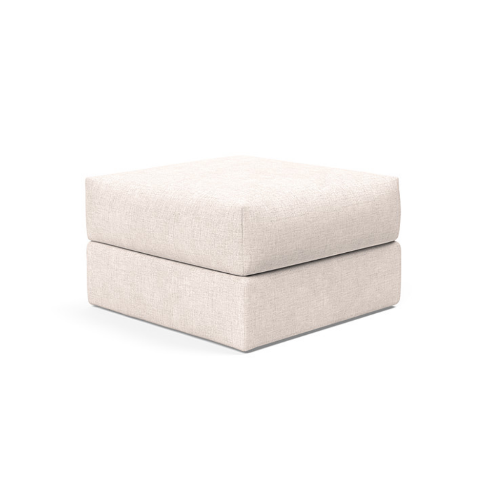 The Cornila Ottoman from Innovation Living with adario basmati 255 upholstery.