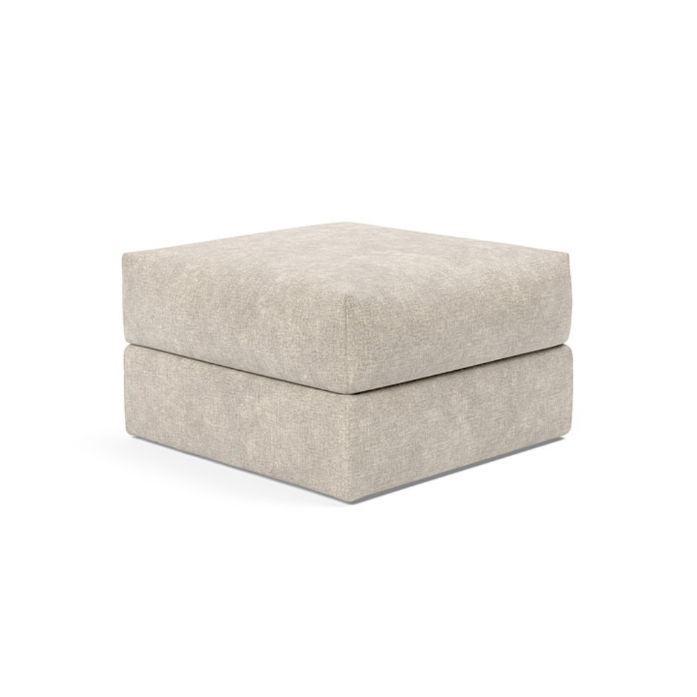 The Cornila Ottoman from Innovation Living with avella sand 280 upholstery.