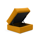 The Cornila Ottoman from Innovation Living with elegance burned curry 507 upholstery open.