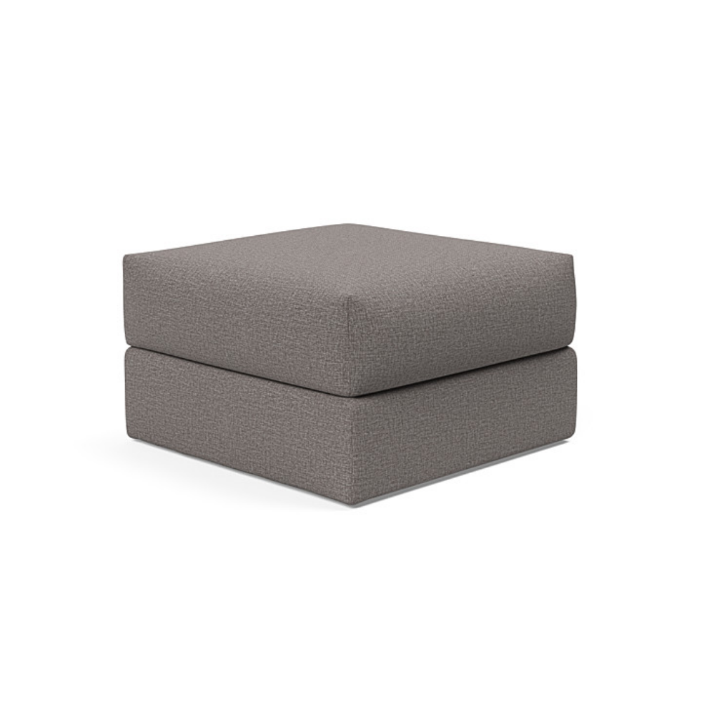 The Cornila Ottoman from Innovation Living with mixed dance grey 521 upholstery.