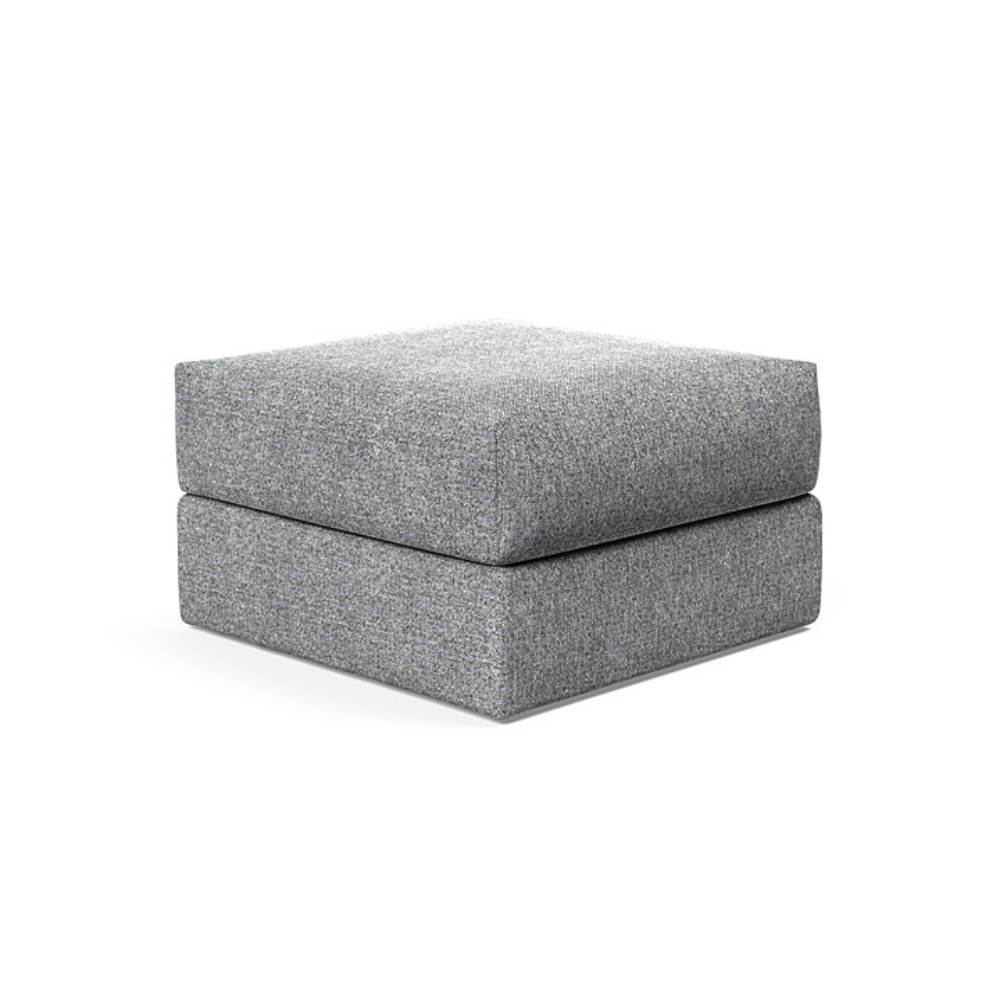 The Cornila Ottoman from Innovation Living with taura slate grey 351 upholstery.