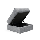 The Cornila Ottoman from Innovation Living with twist granite 565 upholstery open.