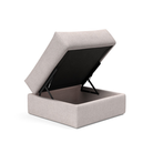 The Cornila Ottoman from Innovation Living with weda sand 300 upholstery open.