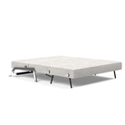 The Cubed Queen Size Sleeper Sofa with Chrome Legs from Innovation Living with adario fog 256 upholstery setup as a bed.