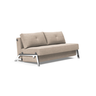 The Cubed Queen Size Sleeper Sofa with Chrome Legs from Innovation Living with adario taupe 257 upholstery setup as a sofa.