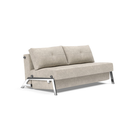 The Cubed Queen Size Sleeper Sofa with Chrome Legs from Innovation Living with avella sand 280 upholstery setup as a sofa.
