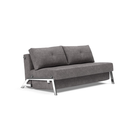 The Cubed Queen Size Sleeper Sofa with Chrome Legs from Innovation Living with avella warm grey 282 upholstery setup as a sofa.
