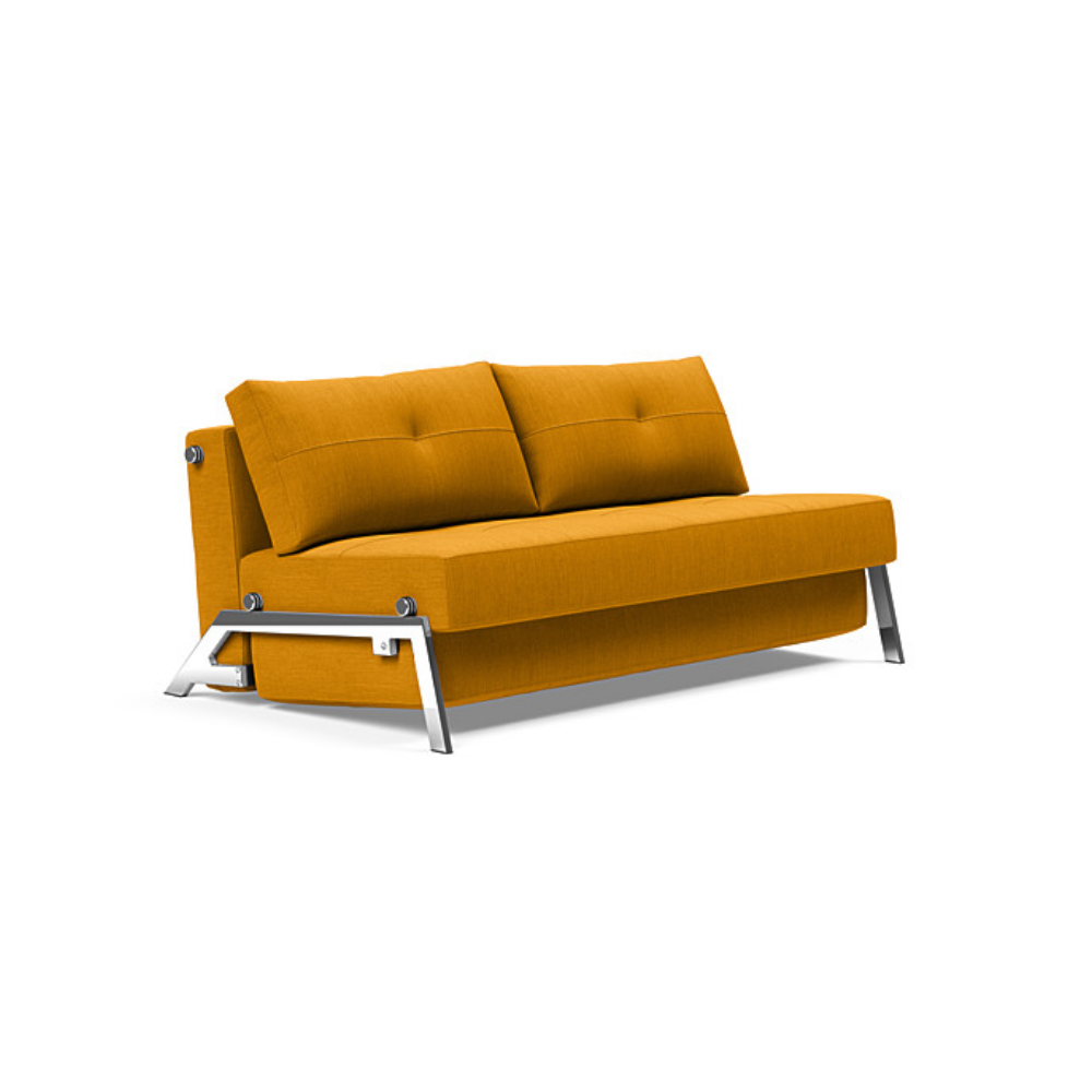 The Cubed Queen Size Sleeper Sofa with Chrome Legs from Innovation Living with elegance burned curry 507 upholstery setup as a sofa.