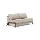 The Cubed Queen Size Sleeper Sofa with Wood Legs from Innovation Living with dark lacquered oak legs and avella sand 280 upholstery setup as a sofa.
