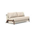 The Cubed Queen Size Sleeper Sofa with Wood Legs from Innovation Living with dark lacquered oak legs and halifax shell 365 upholstery setup as a sofa.