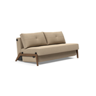 The Cubed Queen Size Sleeper Sofa with Wood Legs from Innovation Living with dark lacquered oak legs and phobos mocha 587 upholstery setup as a sofa.