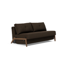 The Cubed Queen Size Sleeper Sofa with Wood Legs from Innovation Living with dark lacquered oak legs and taura chocco 358 upholstery setup as a sofa.