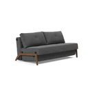 The Cubed Queen Size Sleeper Sofa with Wood Legs from Innovation Living with dark lacquered oak legs and taura deep grey 350 upholstery setup as a sofa.