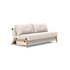The Cubed Queen Size Sleeper Sofa with Wood Legs from Innovation Living with lacquered oak legs and adario basmati 255 upholstery setup as a sofa.