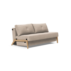 The Cubed Queen Size Sleeper Sofa with Wood Legs from Innovation Living with lacquered oak legs and adario taupe 257 upholstery setup as a sofa.